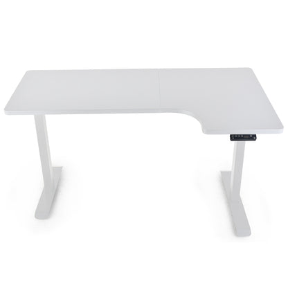 Fortia L Shaped Sit To Stand Up Corner Standing Desk, 72-120cm, Dual Motor, Adjustable Height Electric, 80kg Load, Right-Hand Sided, White - Cosy Abode