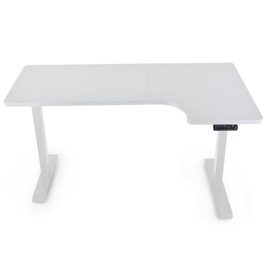 Fortia L Shaped Sit To Stand Up Corner Standing Desk, 72-120cm, Dual Motor, Adjustable Height Electric, 80kg Load, Right-Hand Sided, White - Cosy Abode