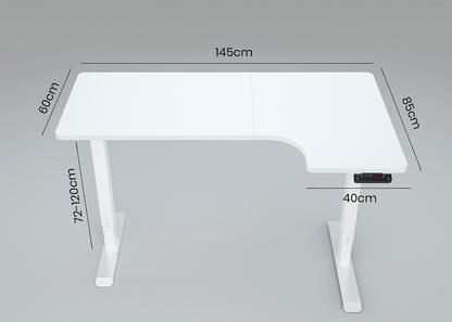 Fortia L Shaped Sit To Stand Up Corner Standing Desk, 72-120cm, Dual Motor, Adjustable Height Electric, 80kg Load, Right-Hand Sided, White - Cosy Abode