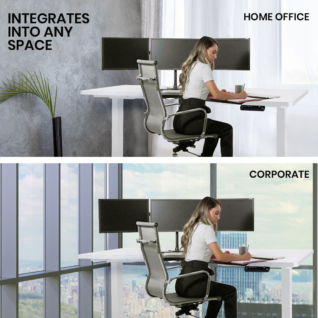 Fortia L Shaped Sit To Stand Up Corner Standing Desk, 72-120cm, Dual Motor, Adjustable Height Electric, 80kg Load, Right-Hand Sided, White - Cosy Abode