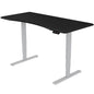 Fortia Sit To Stand Up Standing Desk, 160x75cm, 62-128cm Electric Height Adjustable, Dual Motor, 120kg Load, Arched, Black/Silver Frame - Cosy Abode