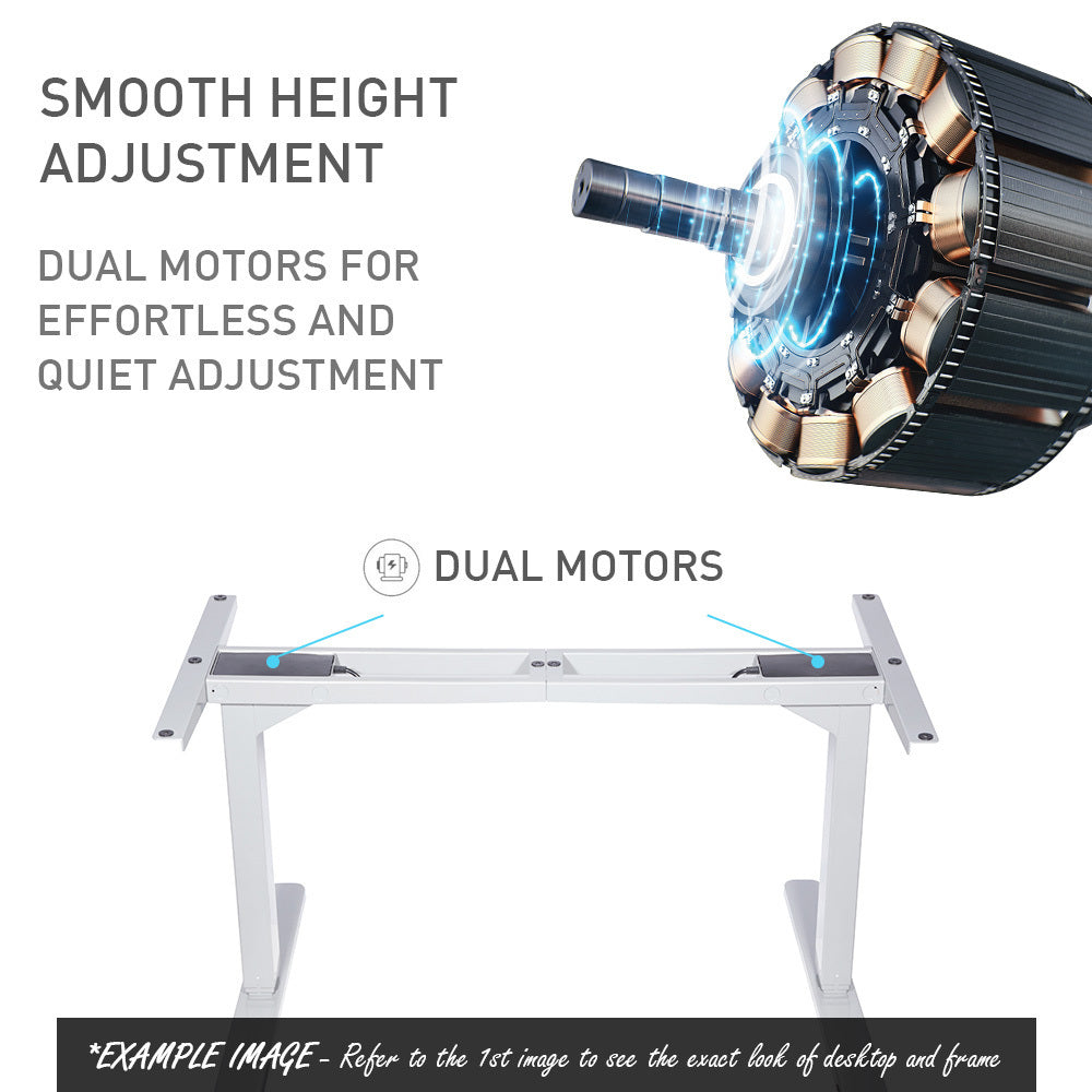 Fortia Sit To Stand Up Standing Desk, 160x75cm, 62-128cm Electric Height Adjustable, Dual Motor, 120kg Load, Arched, Walnut Style/Silver Frame - Cosy Abode