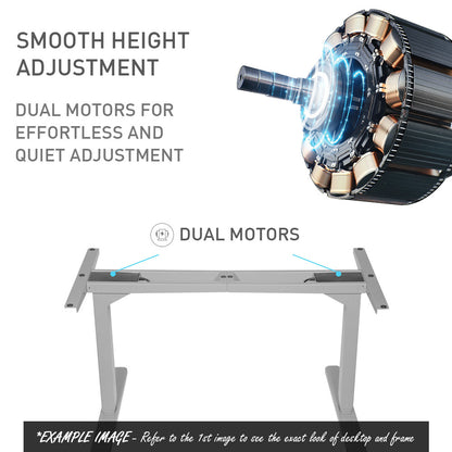 Fortia Sit To Stand Up Standing Desk, 160x75cm, 62-128cm Electric Height Adjustable, Dual Motor, 120kg Load, Arched, White Oak Style/Silver Frame - Cosy Abode