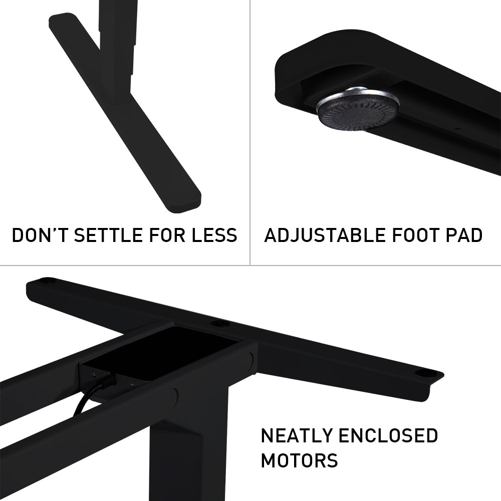 Fortia Sit To Stand Up Standing Desk, 150x70cm, 62-128cm Electric Height Adjustable, Dual Motor, 120kg Load, Arched, Black/White Frame - Cosy Abode