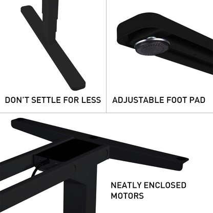 Fortia Sit To Stand Up Standing Desk, 150x70cm, 62-128cm Electric Height Adjustable, Dual Motor, 120kg Load, Arched, Black/White Frame - Cosy Abode