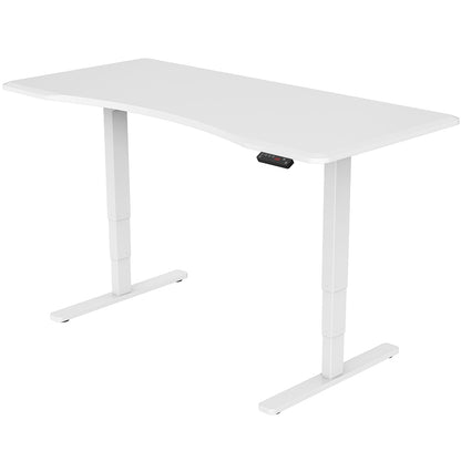 Fortia Sit To Stand Up Standing Desk, 150x70cm, 62-128cm Electric Height Adjustable, Dual Motor, 120kg Load, Arched, White/White Frame - Cosy Abode