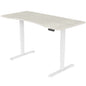 Fortia Sit To Stand Up Standing Desk, 160x75cm, 62-128cm Electric Height Adjustable, Dual Motor, 120kg Load, Arched, White Oak Style/White Frame - Cosy Abode