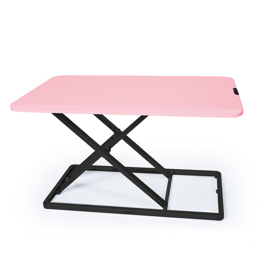 Fortia Desk Riser 74cm Wide Adjustable Sit to Stand for Dual Monitor, Keyboard, Laptop, Pink - Cosy Abode