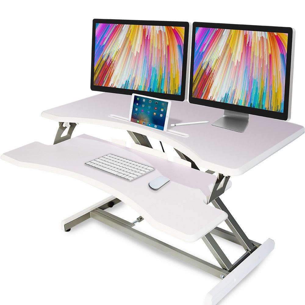 FORTIA 83cm Desk Riser Office Shelf Standup Sit Stand Standing Height Adjustable - Cosy Abode