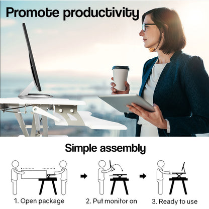 FORTIA 83cm Desk Riser Office Shelf Standup Sit Stand Standing Height Adjustable - Cosy Abode