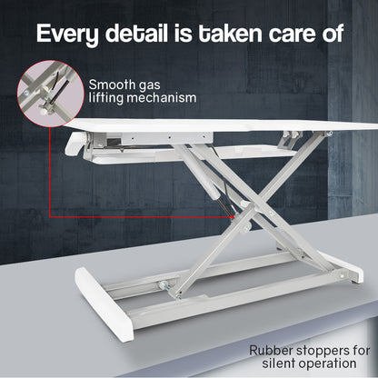 FORTIA 83cm Desk Riser Office Shelf Standup Sit Stand Standing Height Adjustable - Cosy Abode