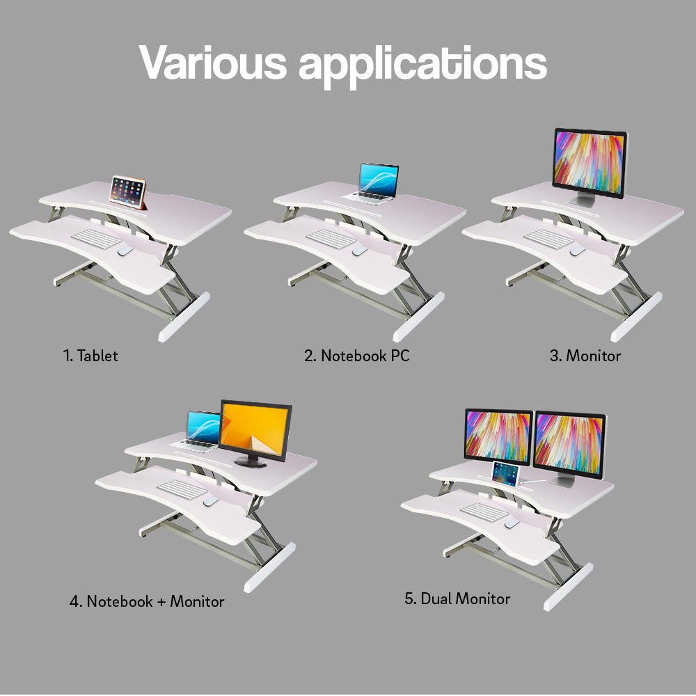 FORTIA 83cm Desk Riser Office Shelf Standup Sit Stand Standing Height Adjustable - Cosy Abode