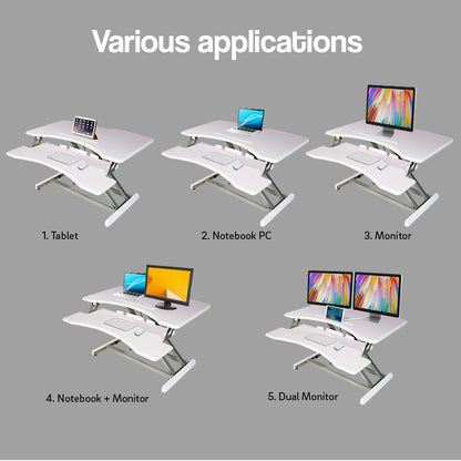FORTIA 83cm Desk Riser Office Shelf Standup Sit Stand Standing Height Adjustable - Cosy Abode