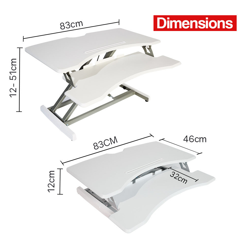 FORTIA 83cm Desk Riser Office Shelf Standup Sit Stand Standing Height Adjustable - Cosy Abode