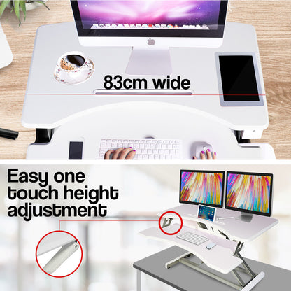 FORTIA 83cm Desk Riser Office Shelf Standup Sit Stand Standing Height Adjustable - Cosy Abode