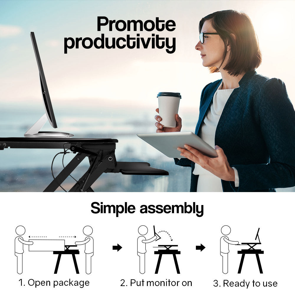 FORTIA Height Adjustable Standing Desk Riser Sit/Stand Computer Desktop Office - Cosy Abode