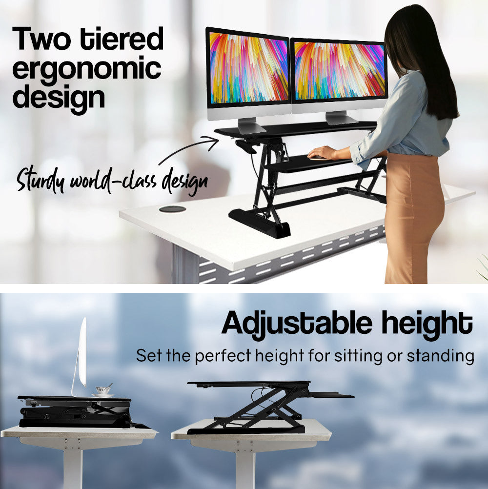FORTIA Height Adjustable Standing Desk Riser Sit/Stand Computer Desktop Office - Cosy Abode