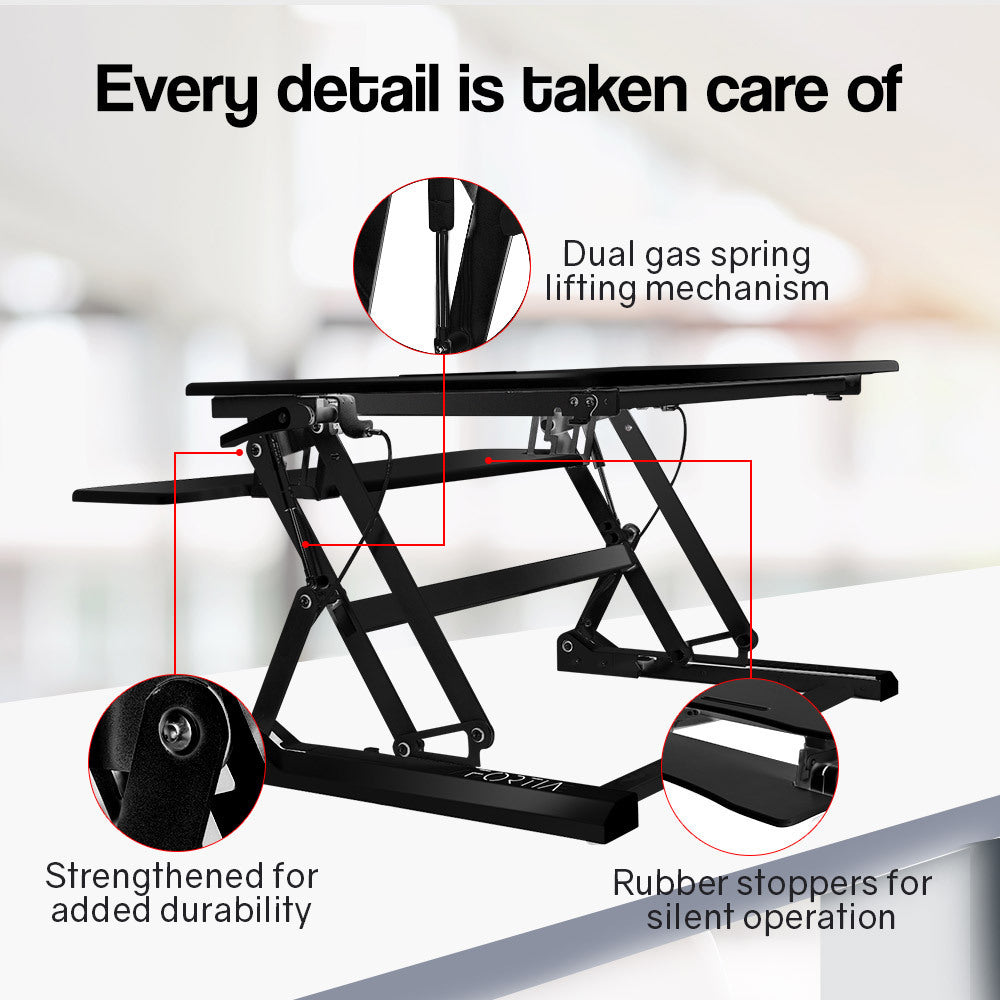 FORTIA Height Adjustable Standing Desk Riser Sit/Stand Computer Desktop Office - Cosy Abode