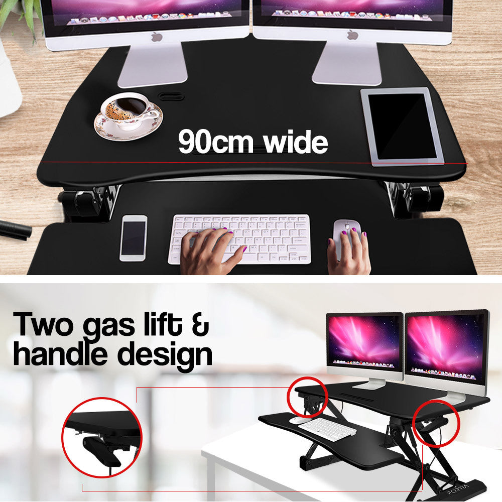 FORTIA Height Adjustable Standing Desk Riser Sit/Stand Computer Desktop Office - Cosy Abode