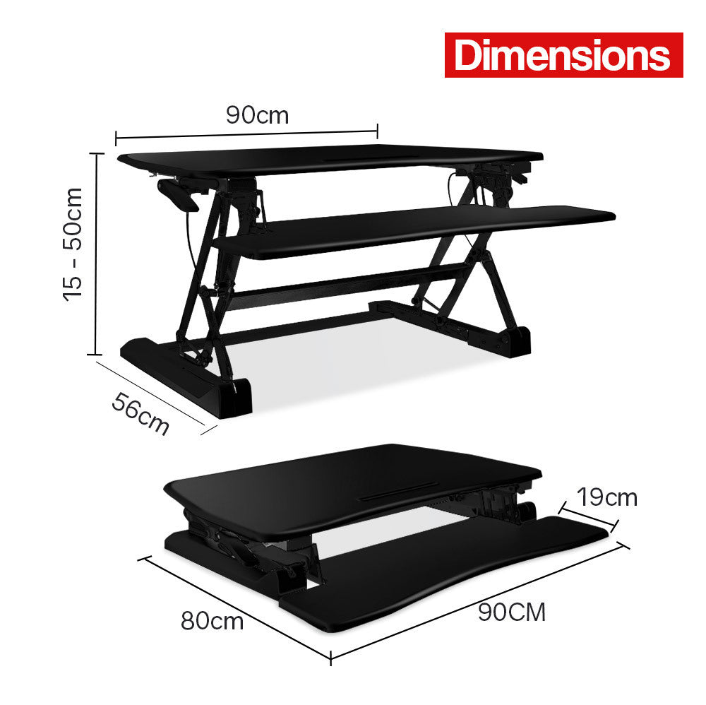 FORTIA Height Adjustable Standing Desk Riser Sit/Stand Computer Desktop Office - Cosy Abode