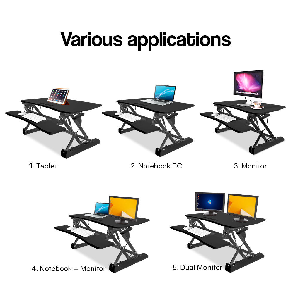 FORTIA Height Adjustable Standing Desk Riser Sit/Stand Computer Desktop Office - Cosy Abode