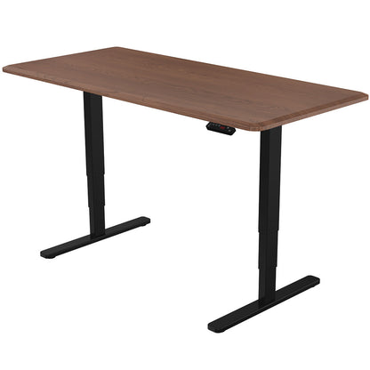 Fortia Sit To Stand Up Standing Desk, 150x70cm, 62-128cm Electric Height Adjustable, Dual Motor, 120kg Load, Walnut Style/Black Frame - Cosy Abode