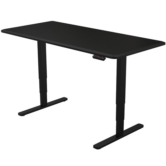 Fortia Sit To Stand Up Standing Desk, 160x75cm, 62-128cm Electric Height Adjustable, Dual Motor, 120kg Load, Black/Black Frame - Cosy Abode