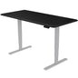 Fortia Sit To Stand Up Standing Desk, 150x70cm, 62-128cm Electric Height Adjustable, Dual Motor, 120kg Load, Black/Silver Frame - Cosy Abode