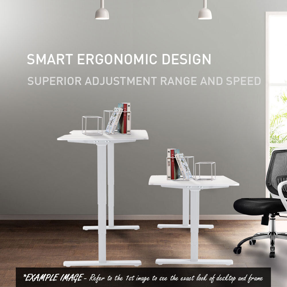 Fortia Sit To Stand Up Standing Desk, 150x70cm, 62-128cm Electric Height Adjustable, Dual Motor, 120kg Load, Black/Silver Frame - Cosy Abode