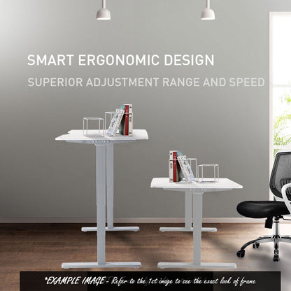 Fortia Sit To Stand Up Standing Desk, 150x70cm, 62-128cm Electric Height Adjustable, Dual Motor, 120kg Load, White Oak Style/Silver Frame - Cosy Abode