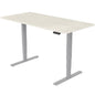 Fortia Sit To Stand Up Standing Desk, 160x75cm, 62-128cm Electric Adjustable Height, Dual Motor, 120kg Load, Arched, White Oak Style/Silver Frame - Cosy Abode