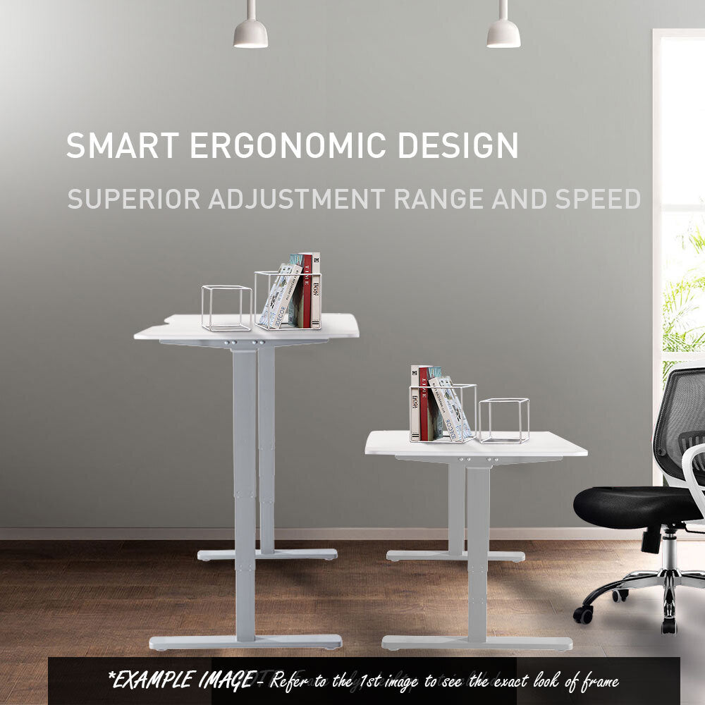 Fortia Sit To Stand Up Standing Desk, 160x75cm, 62-128cm Electric Adjustable Height, Dual Motor, 120kg Load, Arched, White Oak Style/Silver Frame - Cosy Abode