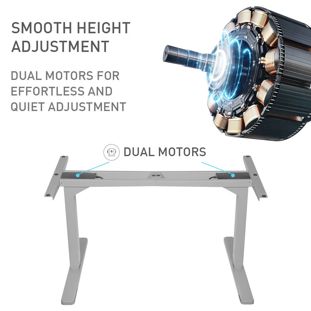 Fortia Sit To Stand Up Standing Desk, 160x75cm, 62-128cm Electric Adjustable Height, Dual Motor, 120kg Load, Arched, White Oak Style/Silver Frame - Cosy Abode