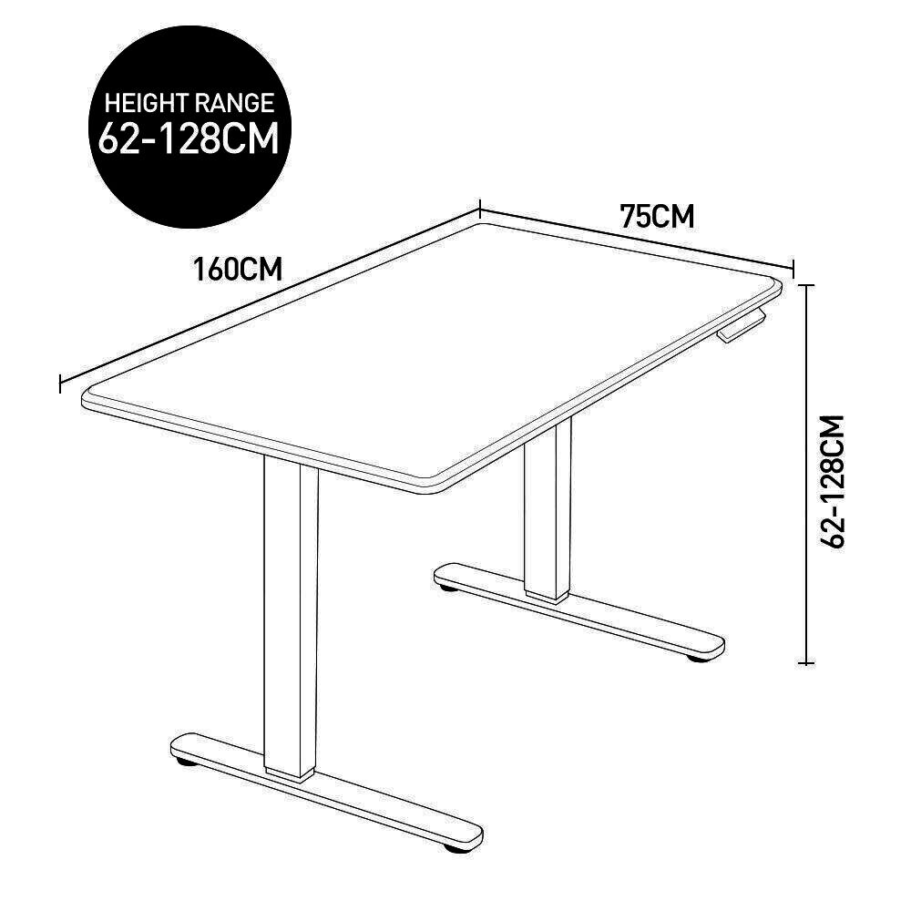 Fortia Sit To Stand Up Standing Desk, 160x75cm, 62-128cm Electric Adjustable Height, Dual Motor, 120kg Load, Arched, White Oak Style/Silver Frame - Cosy Abode
