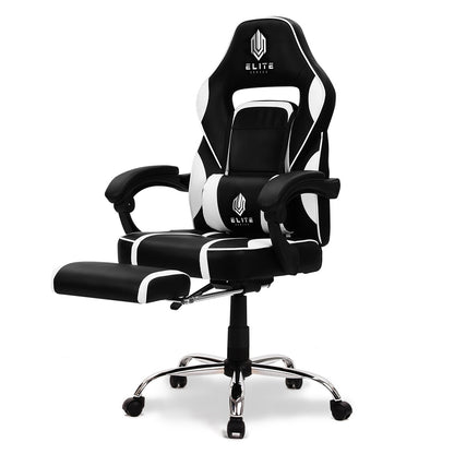 OVERDRIVE Gaming Chair Racing Computer PC Seat Office Reclining Footrest Black - Cosy Abode