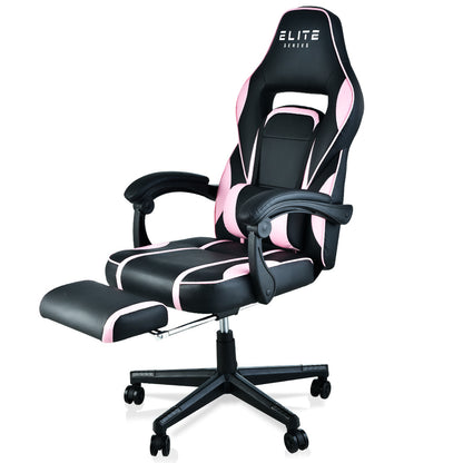 OVERDRIVE Gaming Chair Pink Racing Computer Office Ergonomic Reclining Footrest - Cosy Abode