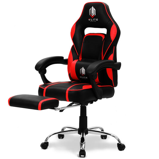 OVERDRIVE Gaming Chair Racing Computer PC Seat Office Reclining Footrest Red - Cosy Abode