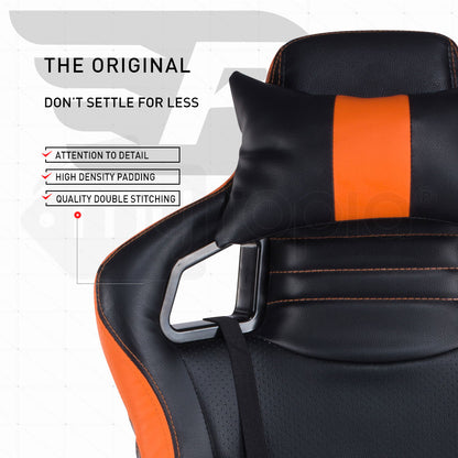 Overdrive Gaming Chair Office Computer Racing PU Leather Executive Black Orange - Cosy Abode
