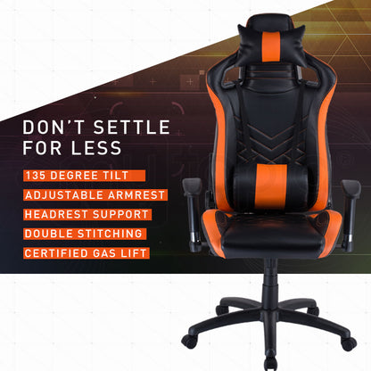 Overdrive Gaming Chair Office Computer Racing PU Leather Executive Black Orange - Cosy Abode