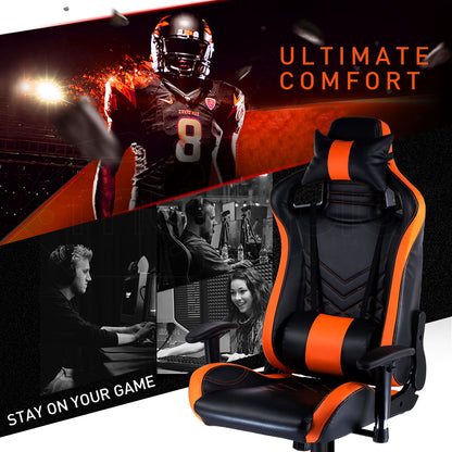 Overdrive Gaming Chair Office Computer Racing PU Leather Executive Black Orange - Cosy Abode