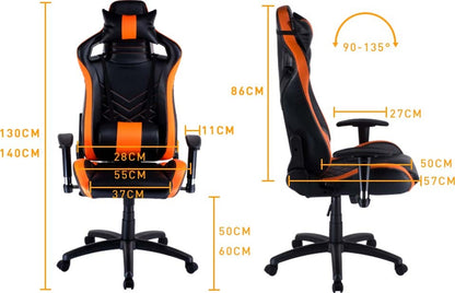 Overdrive Gaming Chair Office Computer Racing PU Leather Executive Black Orange - Cosy Abode