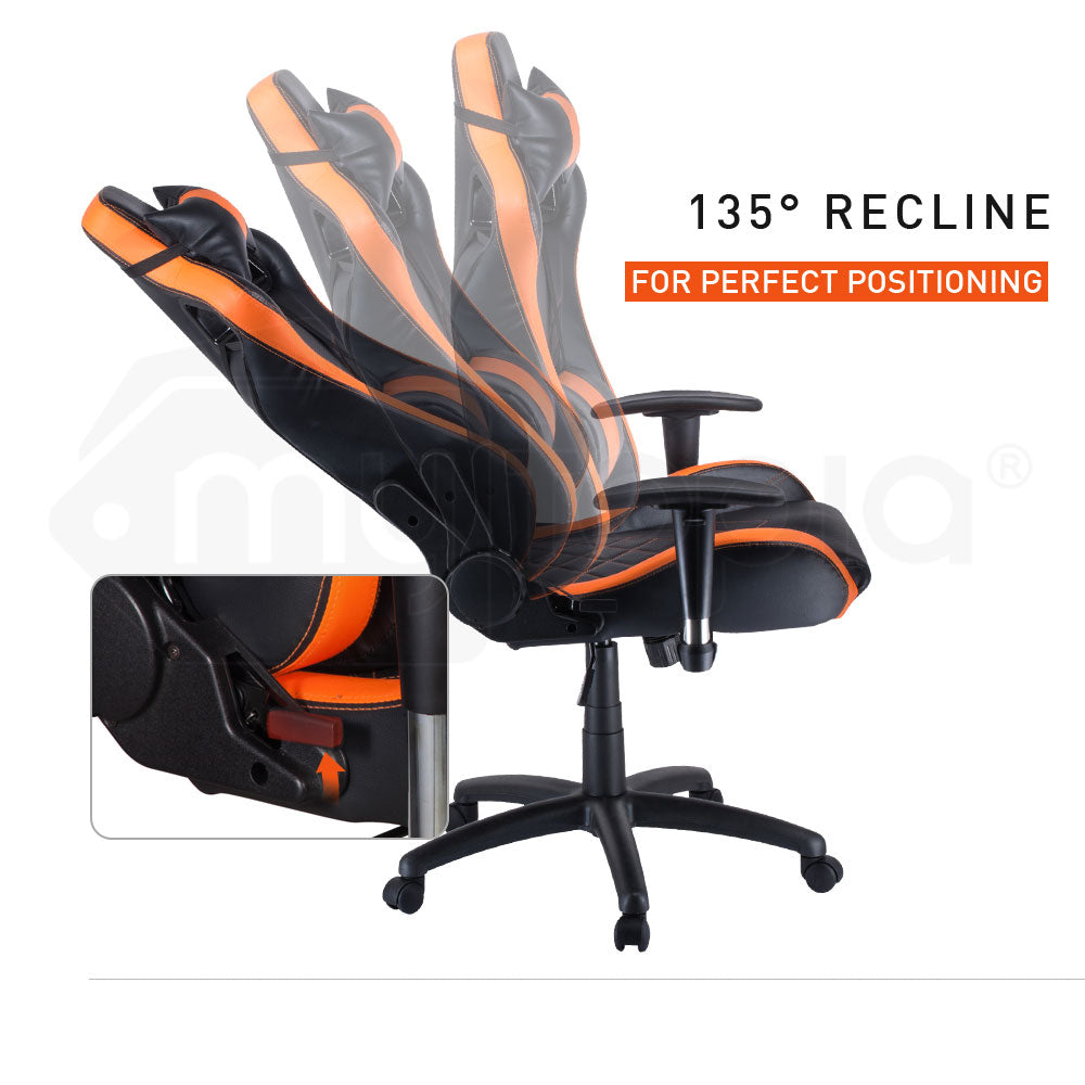 Overdrive Gaming Chair Office Computer Racing PU Leather Executive Black Orange - Cosy Abode