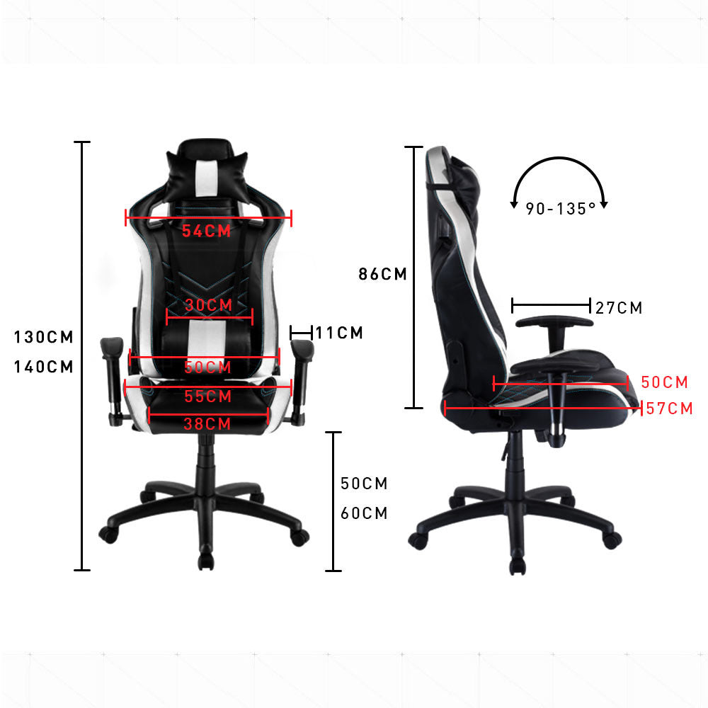 Overdrive Gaming Chair Office Computer Racing PU Leather Executive Race Black - Cosy Abode