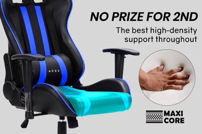 OVERDRIVE Diablo Reclining Gaming Chair Black & Blue Computer Lumbar Office Horns - Cosy Abode