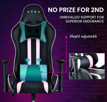 OVERDRIVE Reclining Pink Gaming Chair Office Computer Ergonomic Racing Seat - Cosy Abode