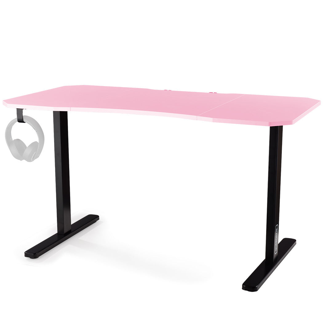 OVERDRIVE Gaming PC Desk Carbon Fiber Style, Pink and Black, with Headset Holder, Gaming Mouse Pad - Cosy Abode