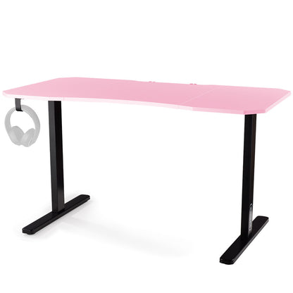 OVERDRIVE Gaming PC Desk Carbon Fiber Style, Pink and Black, with Headset Holder, Gaming Mouse Pad - Cosy Abode