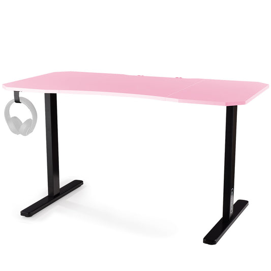 OVERDRIVE Gaming PC Desk Carbon Fiber Style, Pink and Black, with Headset Holder, Gaming Mouse Pad - Cosy Abode