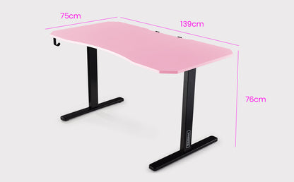 OVERDRIVE Gaming PC Desk Carbon Fiber Style, Pink and Black, with Headset Holder, Gaming Mouse Pad - Cosy Abode