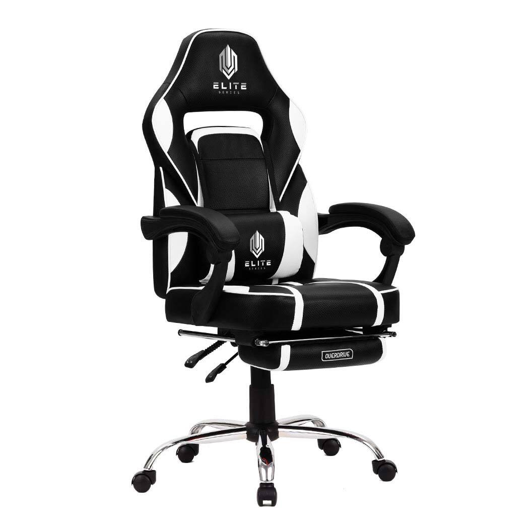 OVERDRIVE Gaming Chair Desk Racing Seat Setup PC Combo Office Black Table Foot - Cosy Abode
